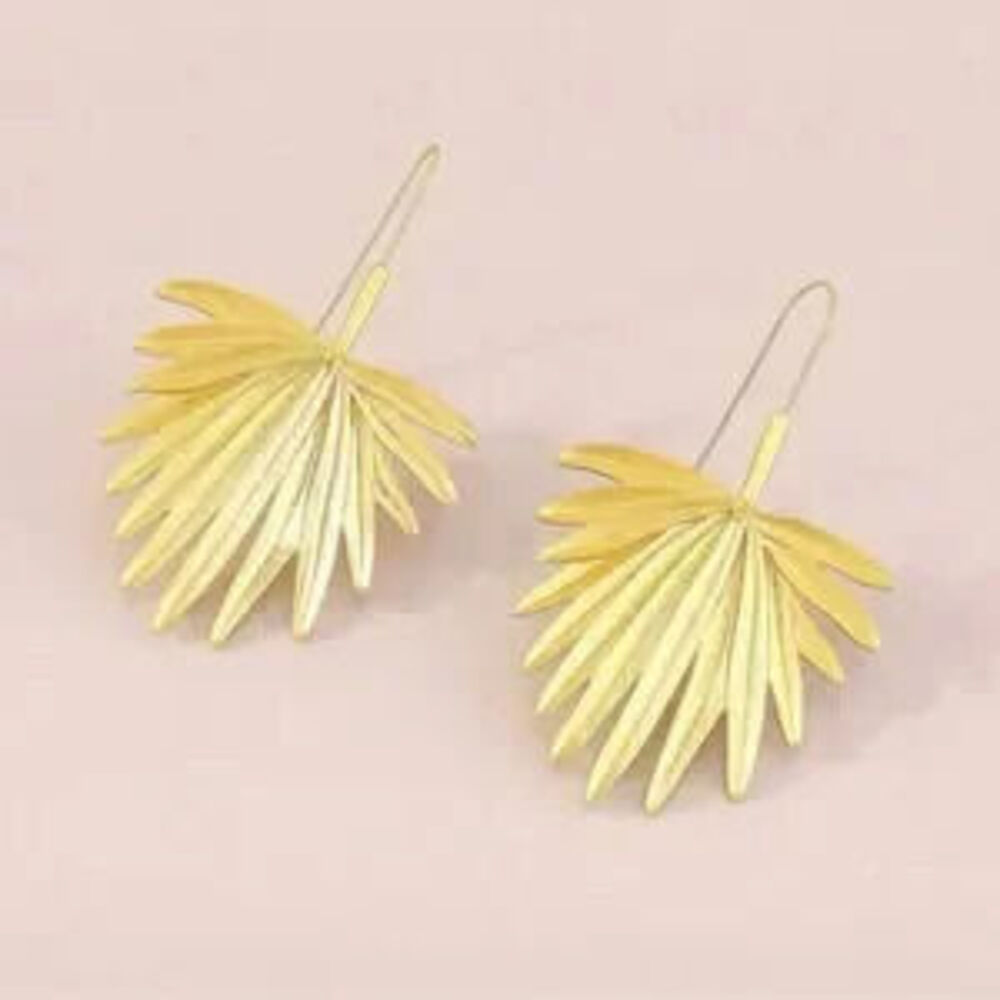 Zara Gold Palm Fan Drop Earrings